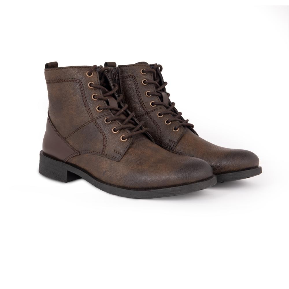 EXPLORER TEXTURED LACE-UP ZIP ON BOOTS